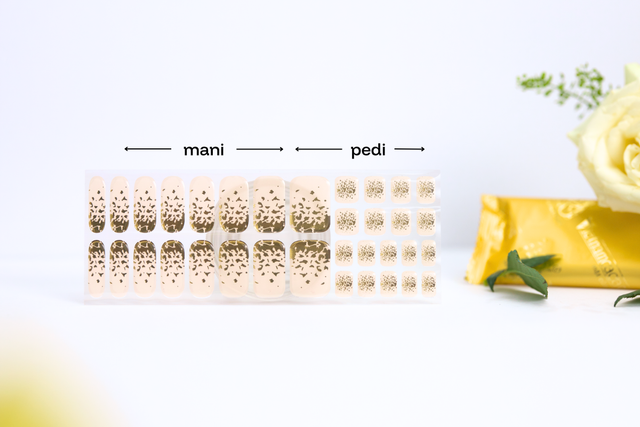 Billionaire Daughter — gold & beige gel nail wraps from 5 Minute Salon