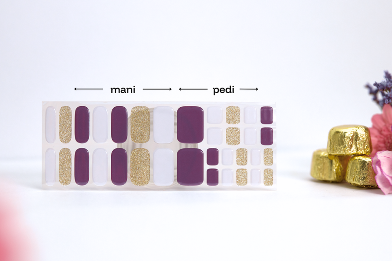 Self-made gold glitter gel nail wraps — image 2