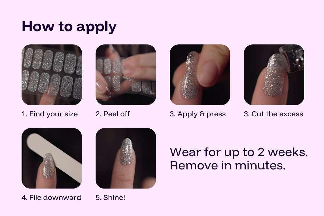 How to apply 5 Minute Salon gel nail wraps in five steps