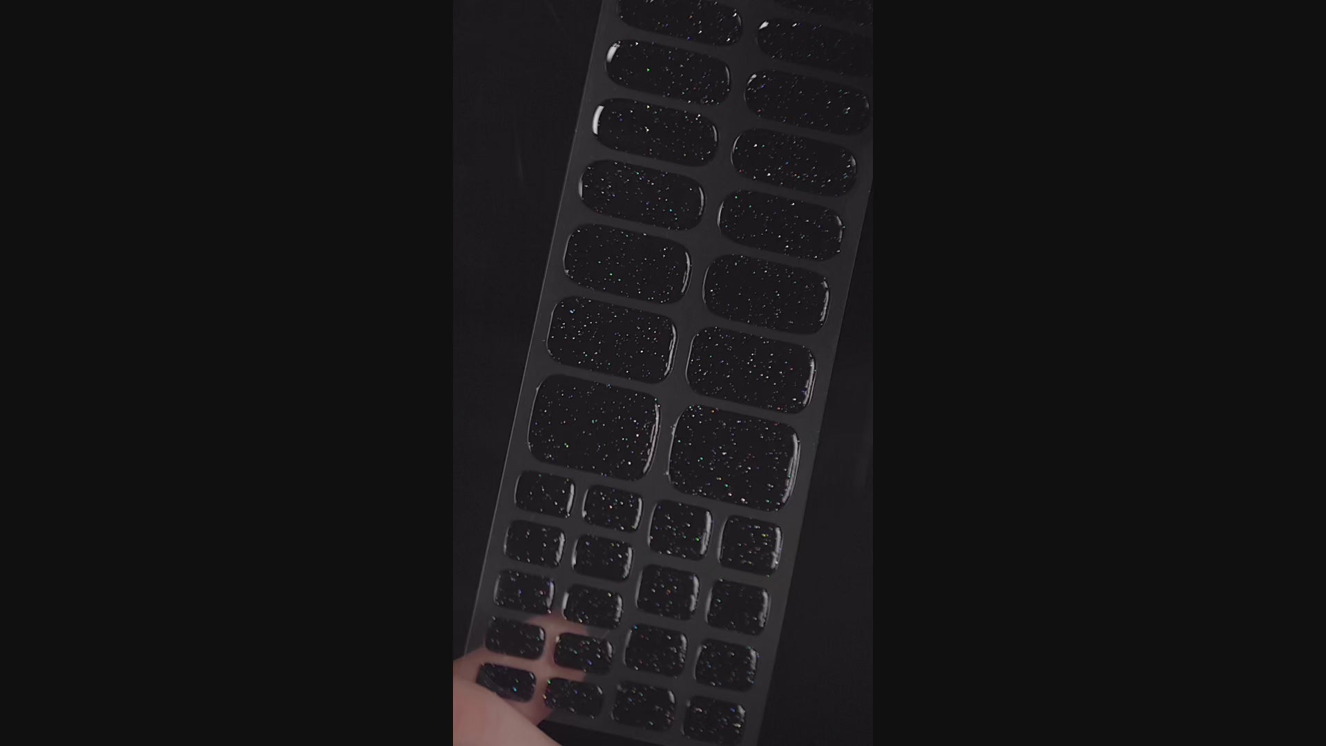 Load video: Shadow Work black glitter gel nail wraps — image 4
