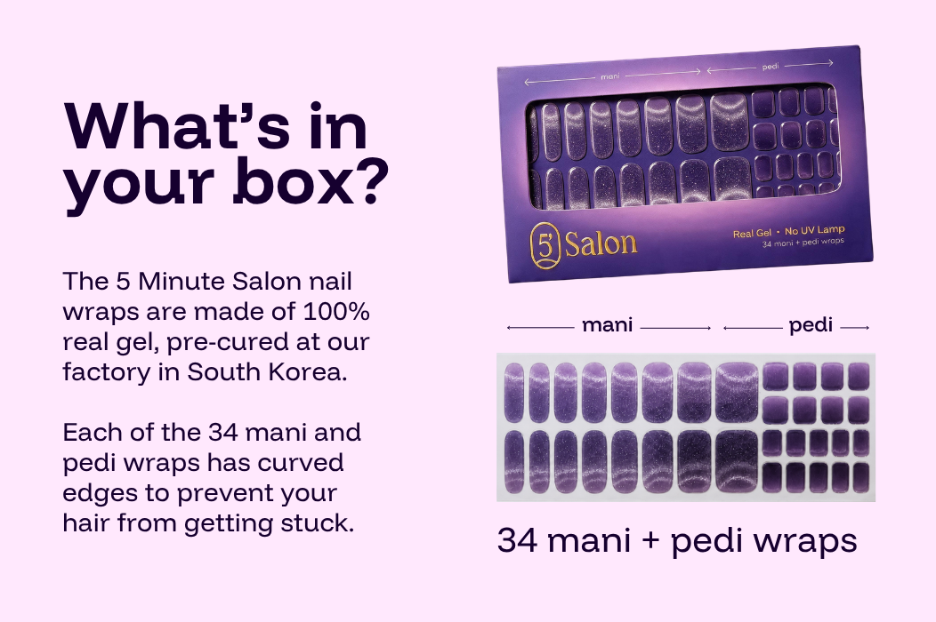 What's in your box, 34 mani and pedi gel wraps made in South Korea